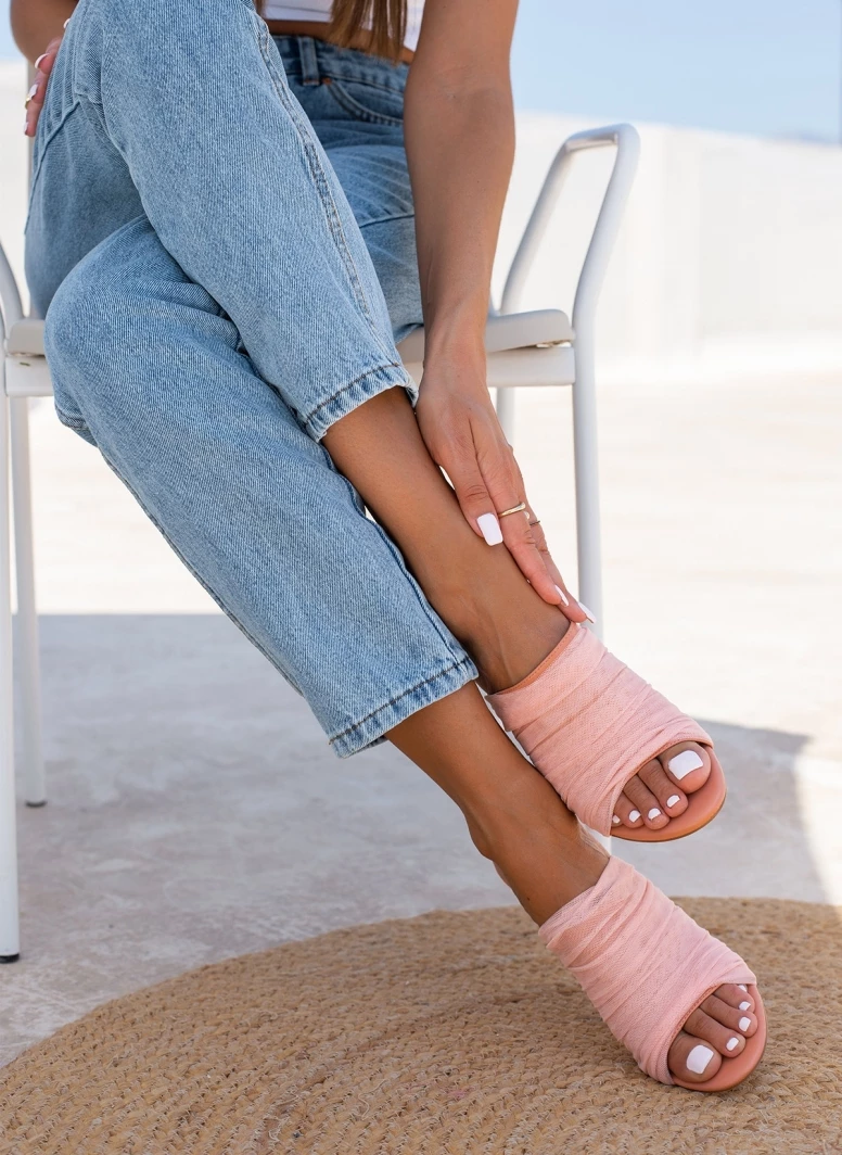 The Fashion Project Mules με τούλι - Ροδακινί