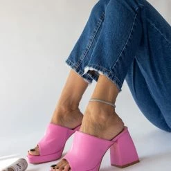 The Fashion Project Mules με χοντρό ιδιαίτερο τακούνι - Φούξια