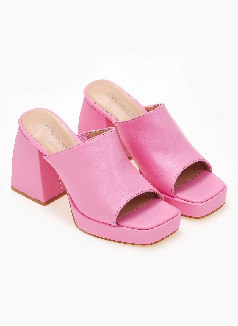 The Fashion Project Mules με χοντρό ιδιαίτερο τακούνι - Φούξια - Image 6