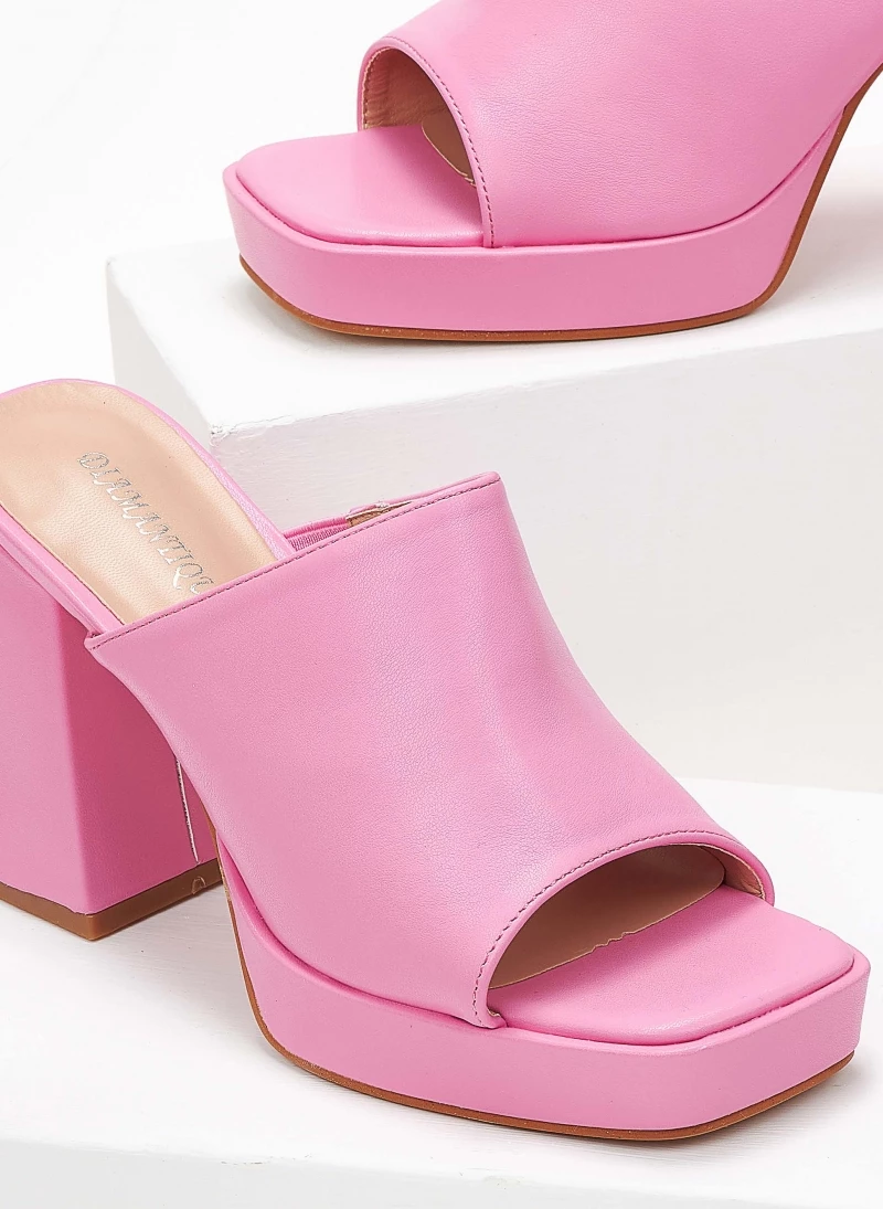 The Fashion Project Mules με χοντρό ιδιαίτερο τακούνι - Φούξια - Image 3