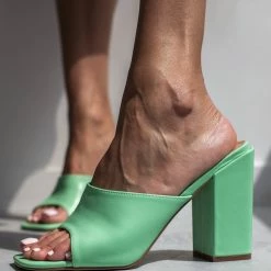 The Fashion Project Mules με χοντρό τακούνι - Μέντα