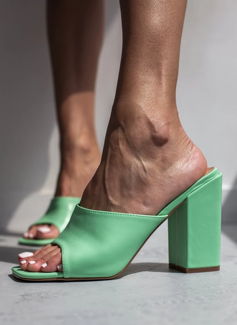 The Fashion Project Mules με χοντρό τακούνι - Μέντα