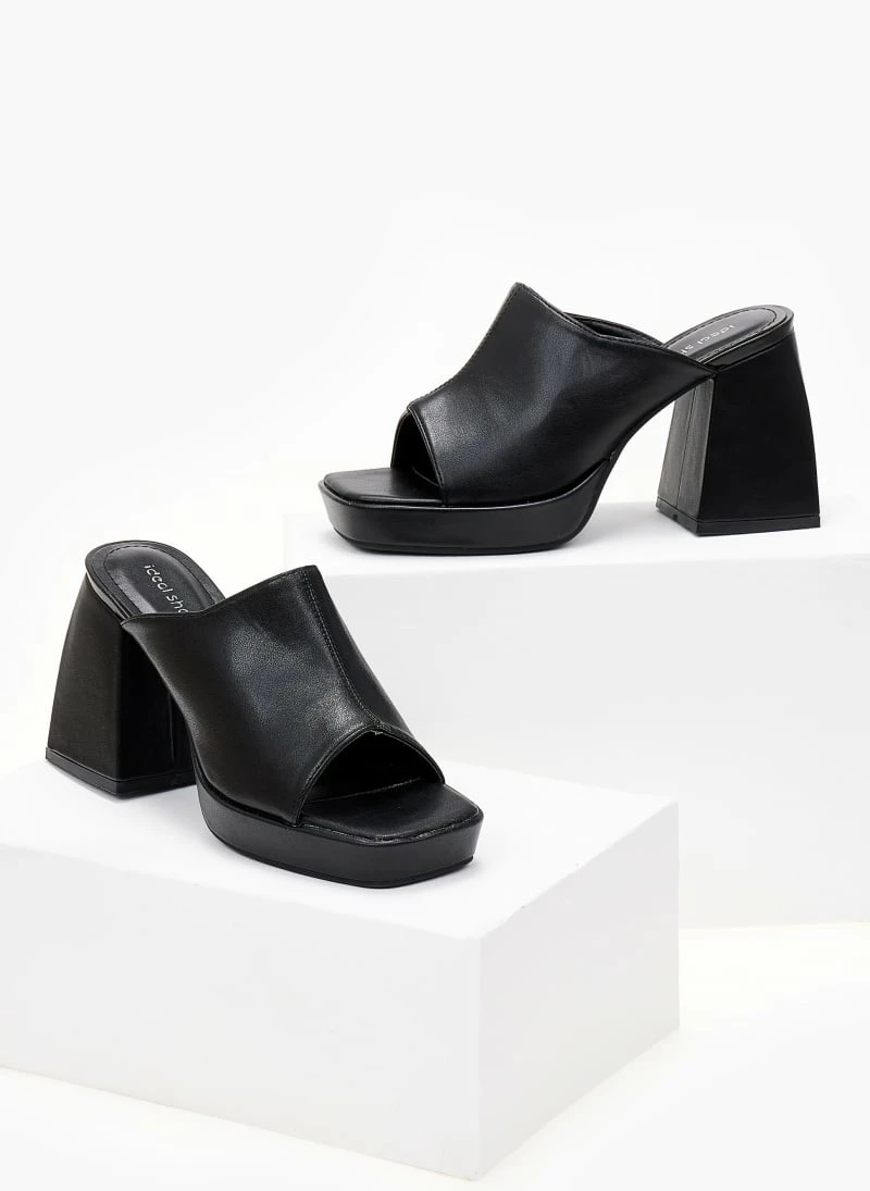 The Fashion Project Mules με χοντρό τακούνι και φιάπα - Μαύρο - Image 4