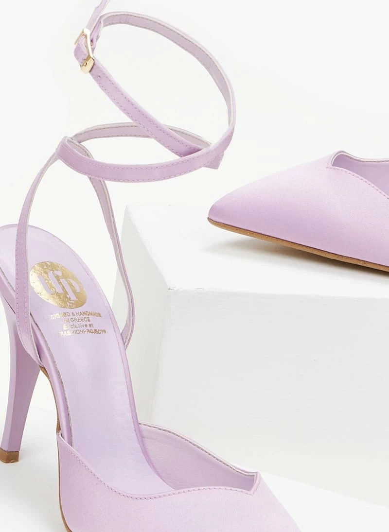 Γόβες μυτερές με δέσιμο Tfp - Λιλά - Image 3