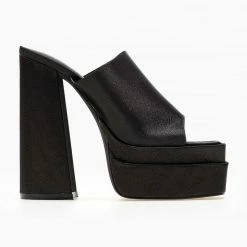 Mules σατέν με Platform τακούνι Tfp - Μαύρο