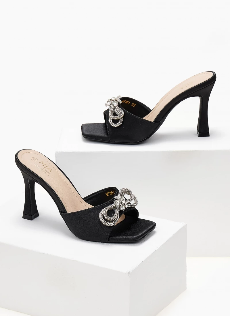 The Fashion Project Mules σατέν με Strass φιόγκο - Μαύρο - Image 6