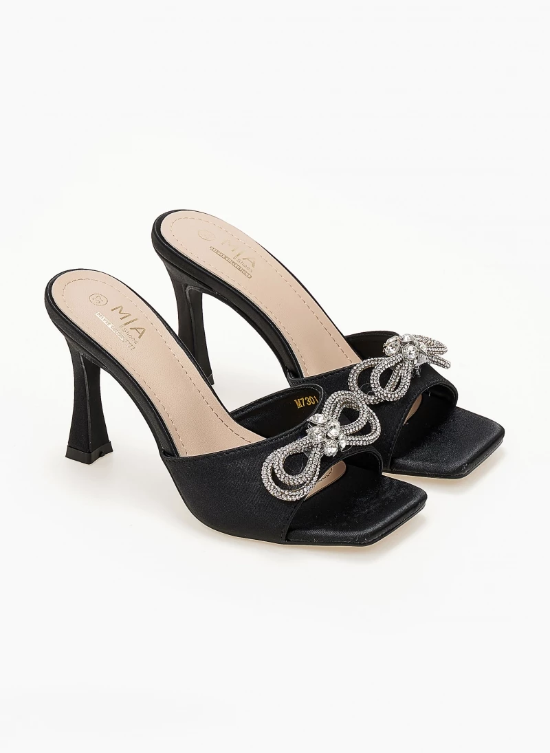 The Fashion Project Mules σατέν με Strass φιόγκο - Μαύρο - Image 5