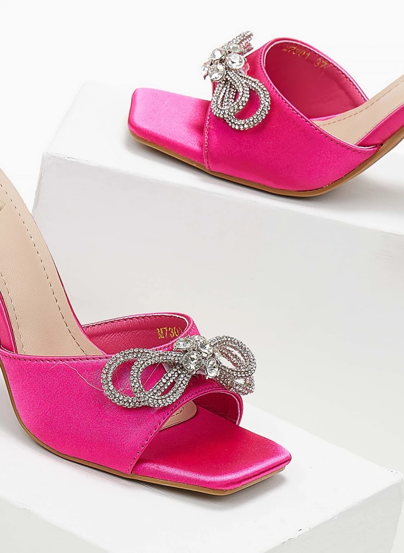 The Fashion Project Mules σατέν με Strass φιόγκο - Φούξια - Image 3