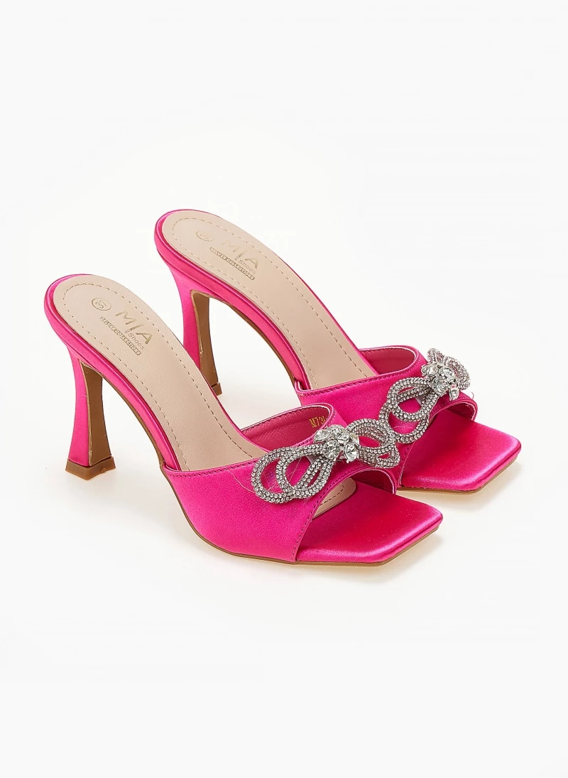 The Fashion Project Mules σατέν με Strass φιόγκο - Φούξια - Image 5