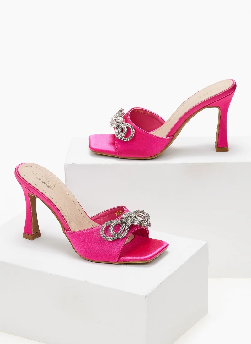 The Fashion Project Mules σατέν με Strass φιόγκο - Φούξια - Image 6