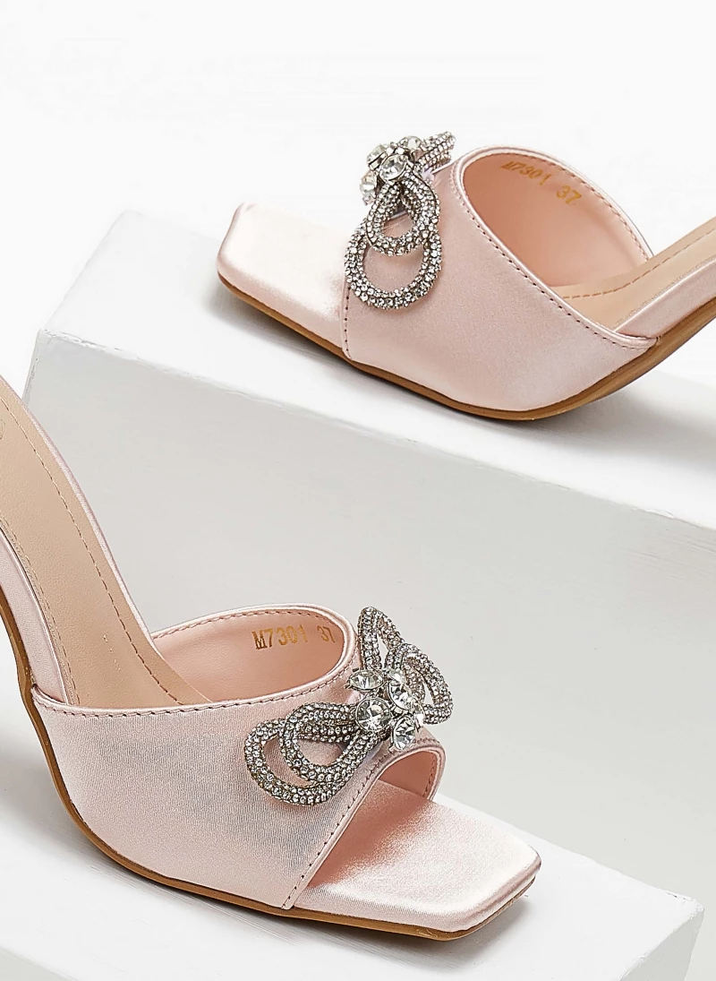 The Fashion Project Mules σατέν με Strass φιόγκο - Σομόν - Image 3