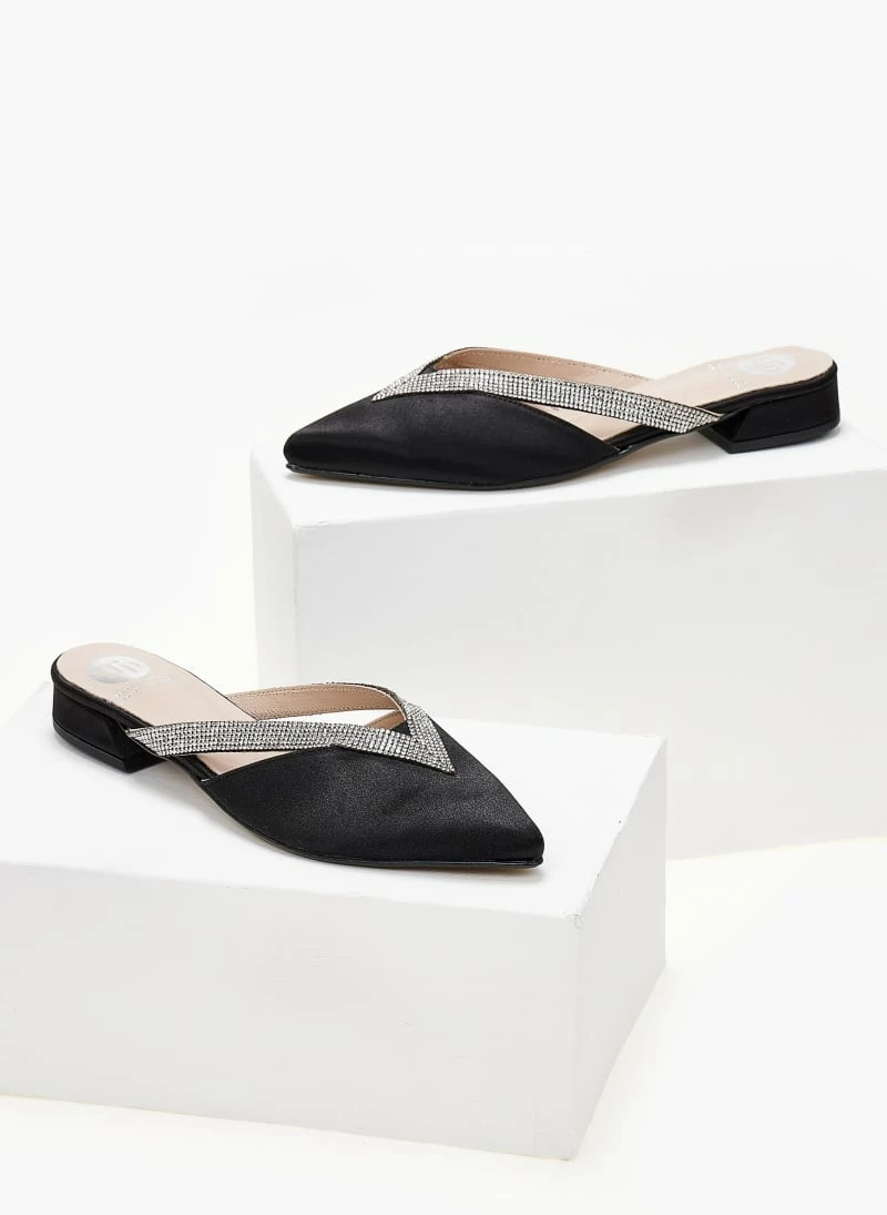 Mules σατέν με ανοίγματα και Strass Tfp - Μαύρο - Image 3