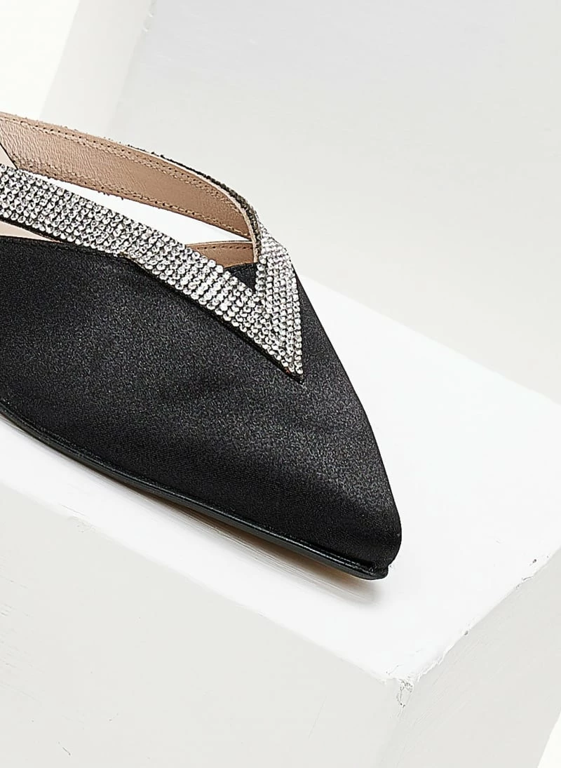 Mules σατέν με ανοίγματα και Strass Tfp - Μαύρο - Image 5