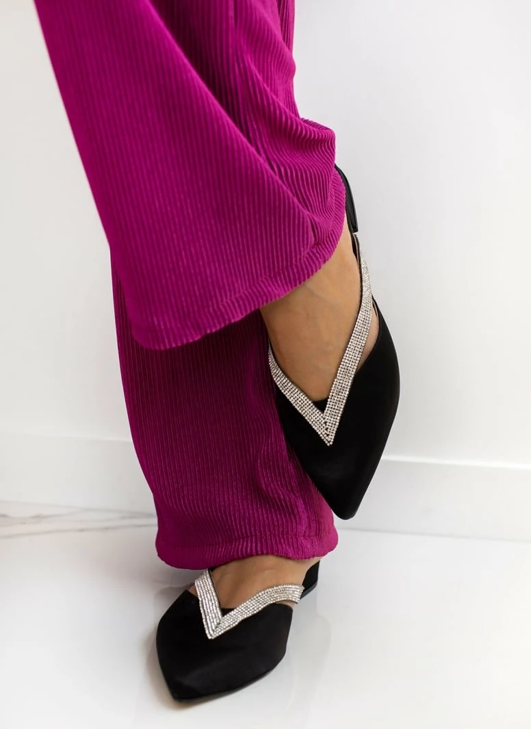 Mules σατέν με ανοίγματα και Strass Tfp - Μαύρο - Image 8