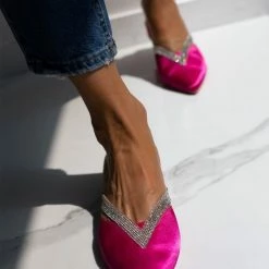 Mules σατέν με ανοίγματα και Strass Tfp - Φούξια