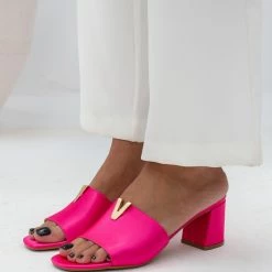 Mules σατέν με μεταλλικό στοιχείο Tfp - Φούξια