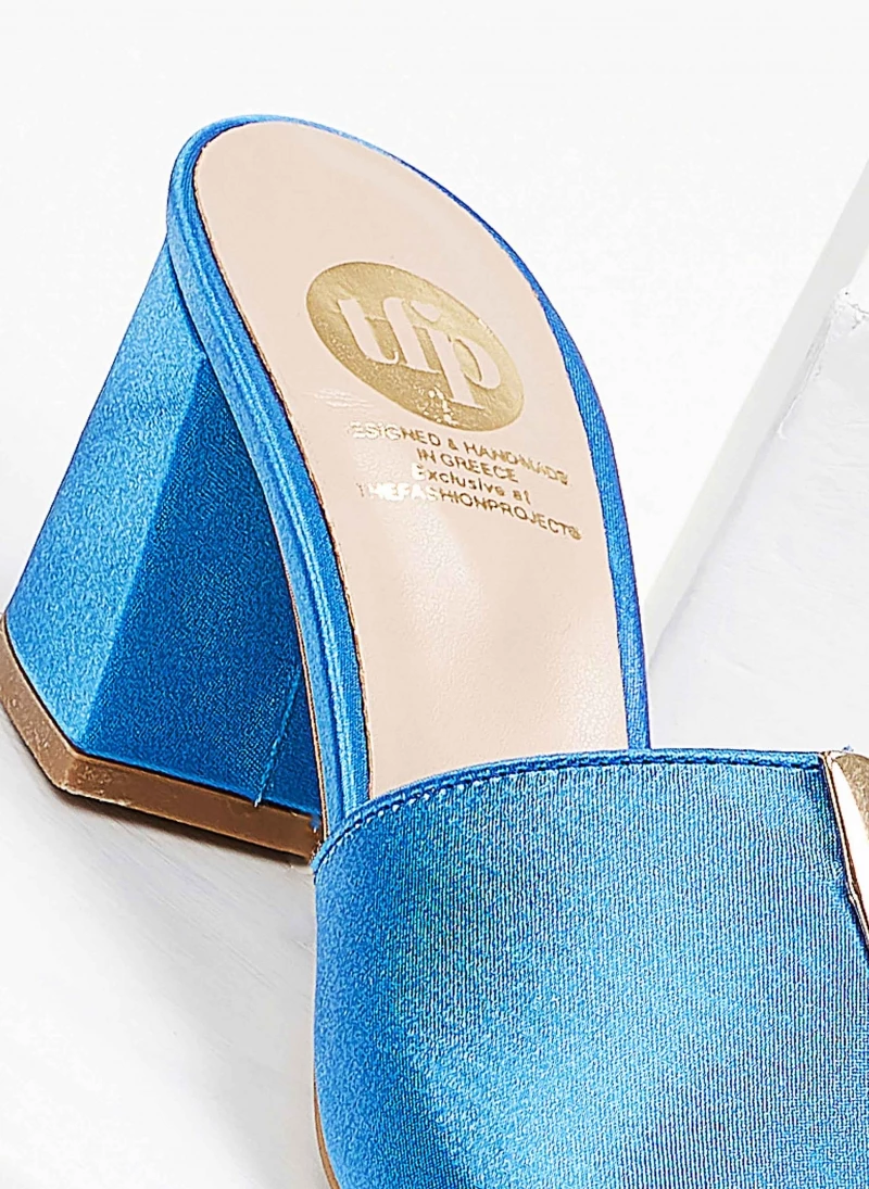 Mules σατέν με μεταλλικό στοιχείο Tfp - Μπλε - Image 3