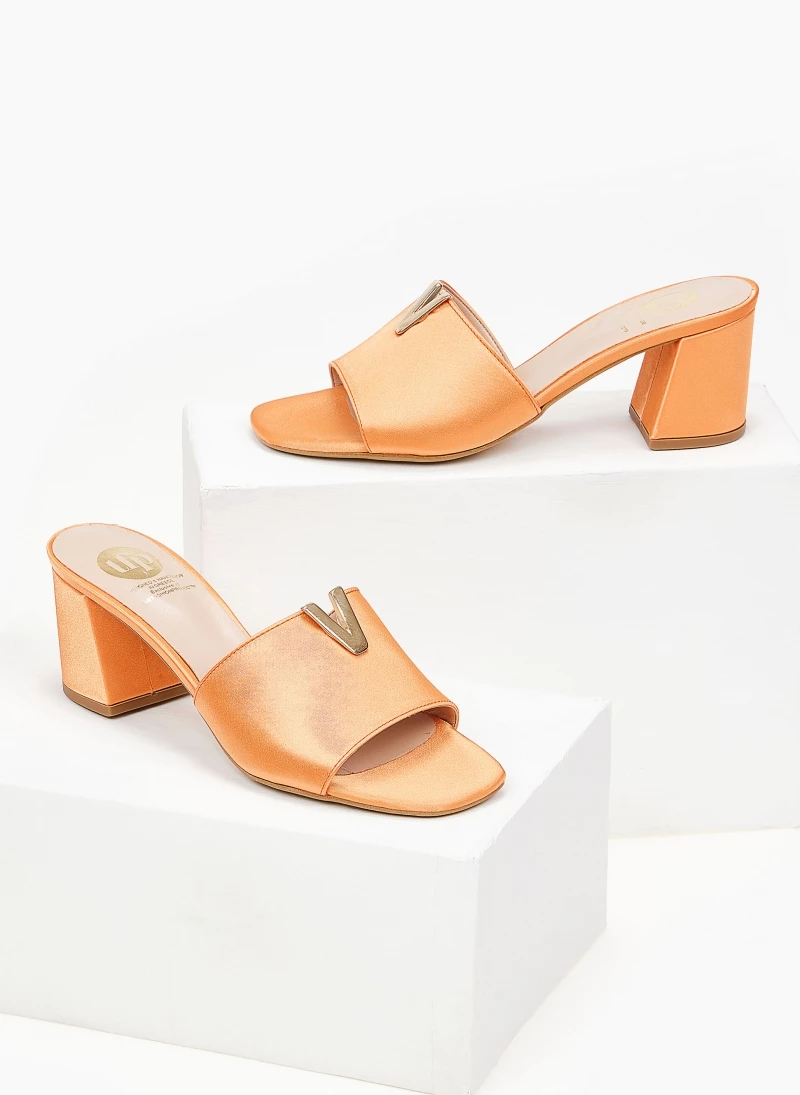 Mules σατέν με μεταλλικό στοιχείο Tfp - Πορτοκαλί - Image 2