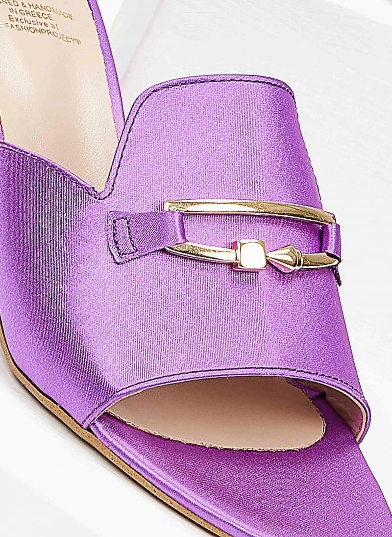 The Fashion Project Mules σατέν σε καρέ γραμμή Tfp - Μωβ - Image 5