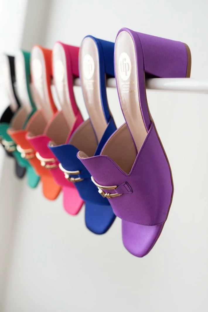 The Fashion Project Mules σατέν σε καρέ γραμμή Tfp - Μωβ