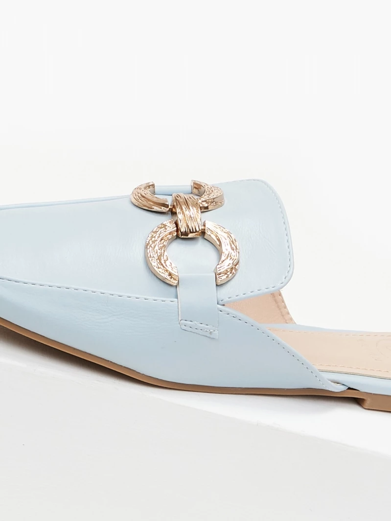 The Fashion Project Mules Flat σε καρέ γραμμή - Γαλάζιο - Image 3