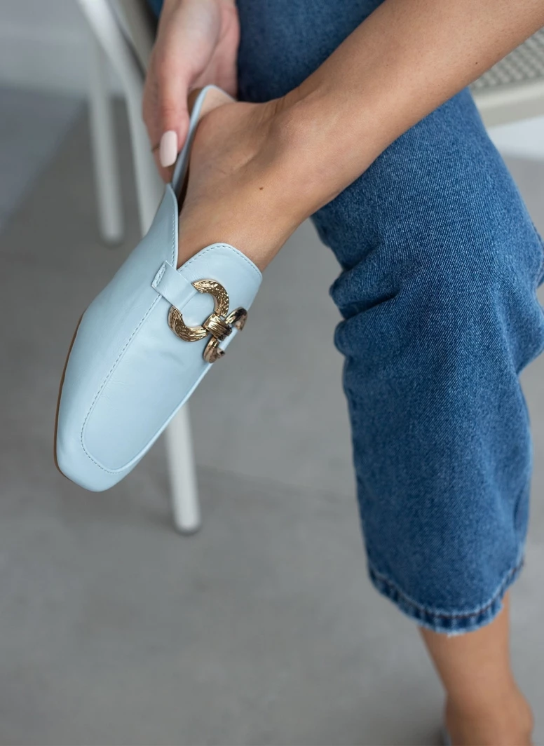 The Fashion Project Mules Flat σε καρέ γραμμή - Γαλάζιο - Image 7