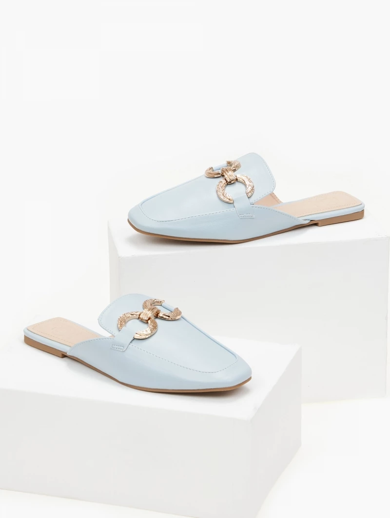 The Fashion Project Mules Flat σε καρέ γραμμή - Γαλάζιο - Image 5