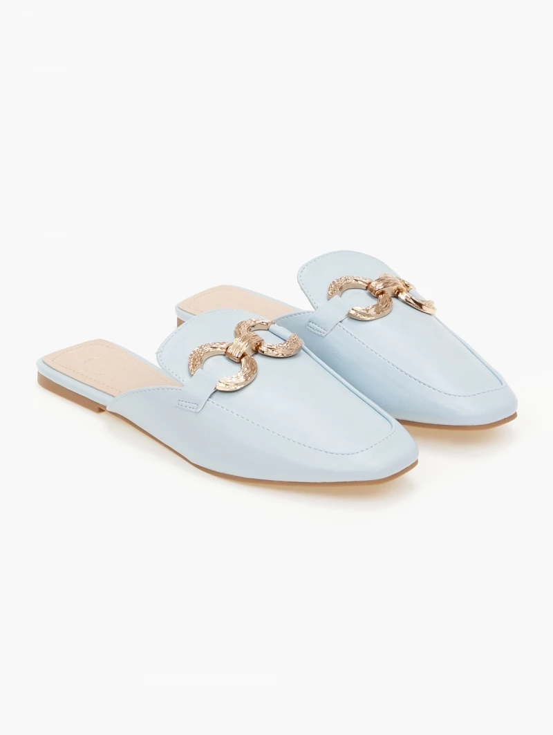 The Fashion Project Mules Flat σε καρέ γραμμή - Γαλάζιο - Image 6