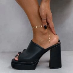 Mules με χοντρό ιδιαίτερο τακούνι Tfp - Μαύρο