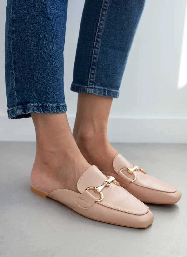The Fashion Project Mules Flat με μεταλλικό διακοσμητικό - Nude
