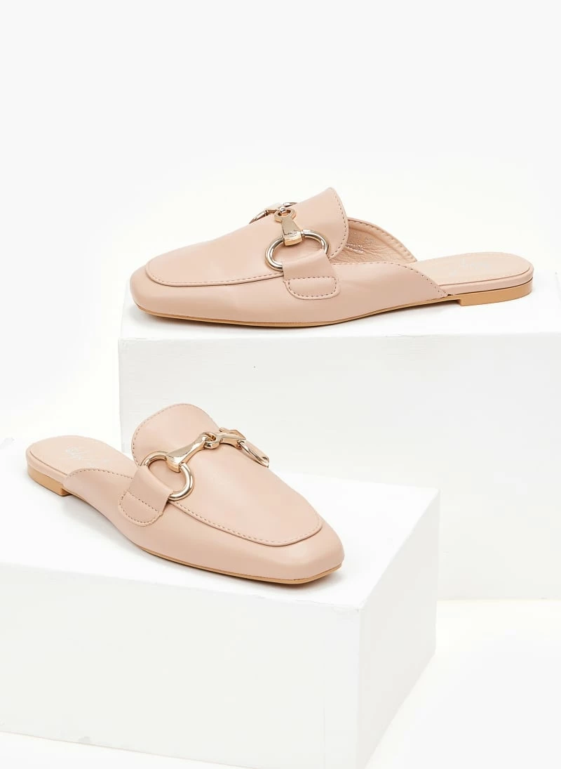 The Fashion Project Mules Flat με μεταλλικό διακοσμητικό - Nude - Image 6