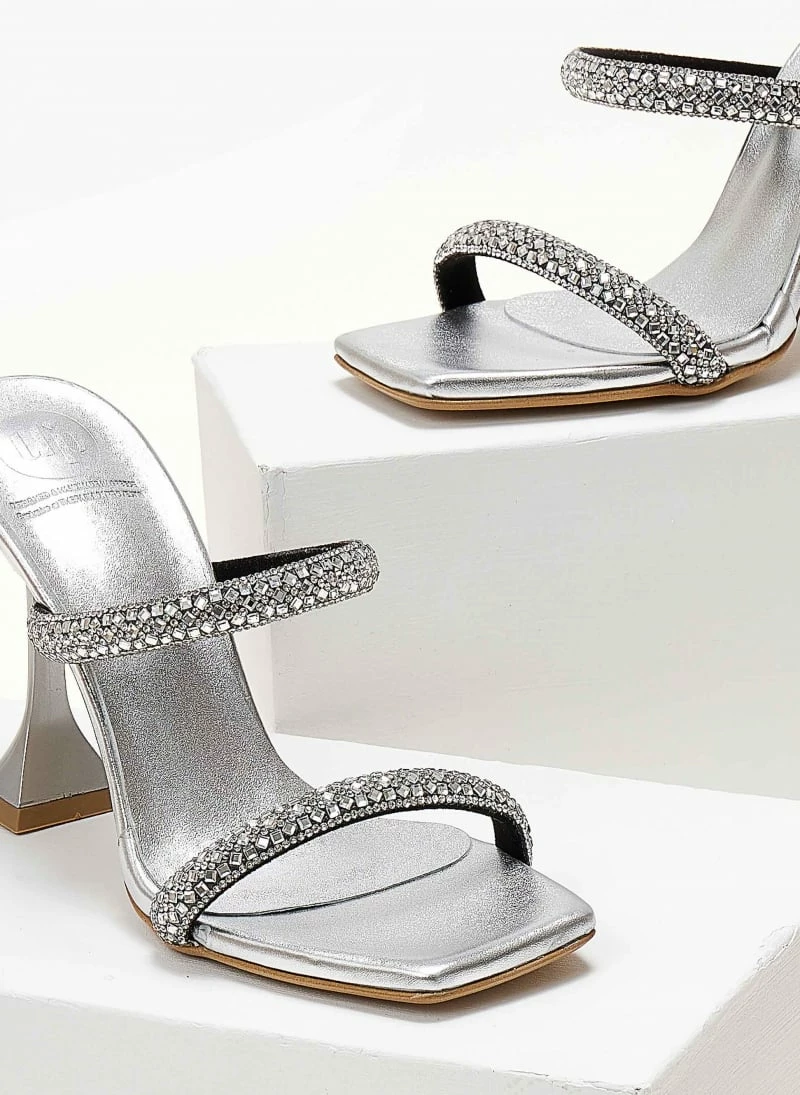 Πέδιλα δερμάτινα TFP με κρύσταλλα - Ασημί - Image 6