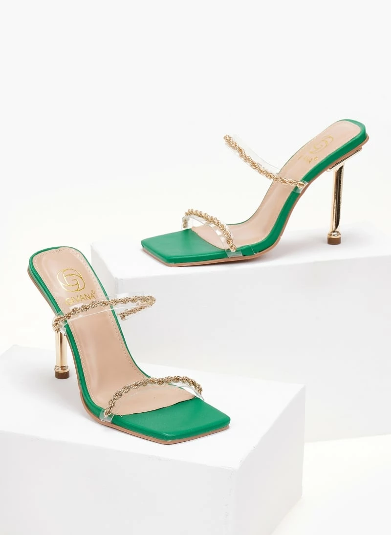 The Fashion Project Πέδιλα διαφάνεια με στριφτή αλυσίδα - Πράσινο - Image 3