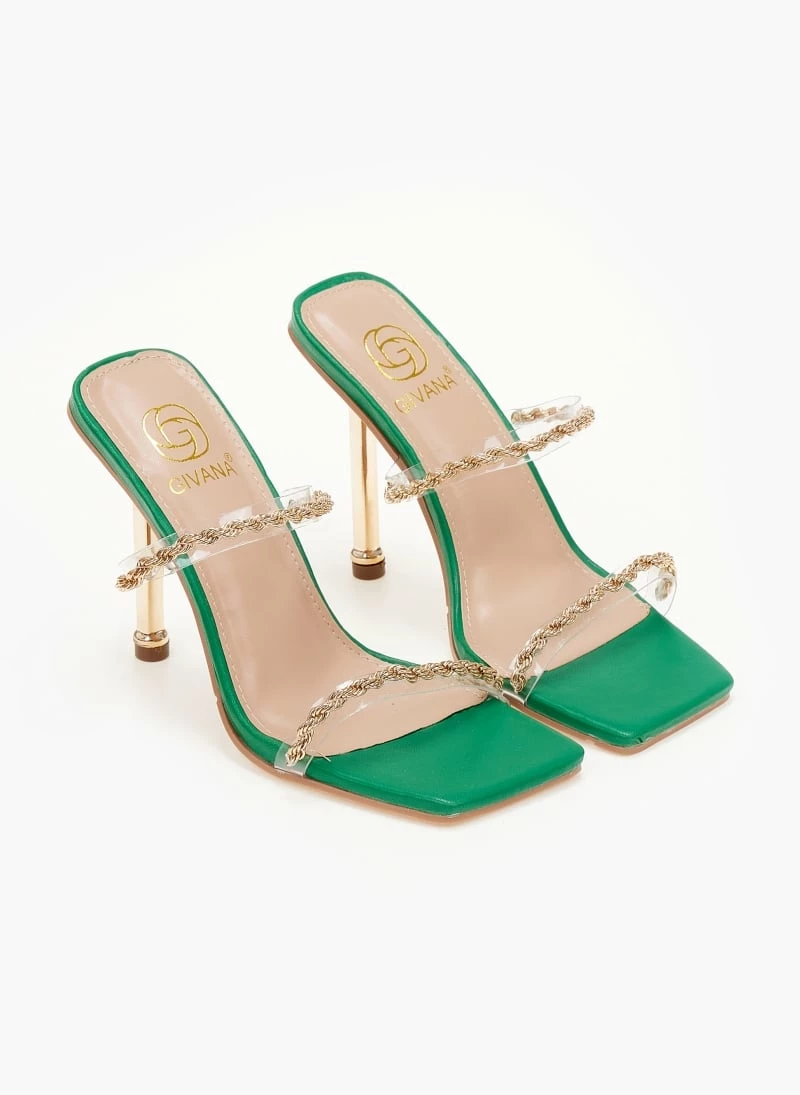 The Fashion Project Πέδιλα διαφάνεια με στριφτή αλυσίδα - Πράσινο - Image 6