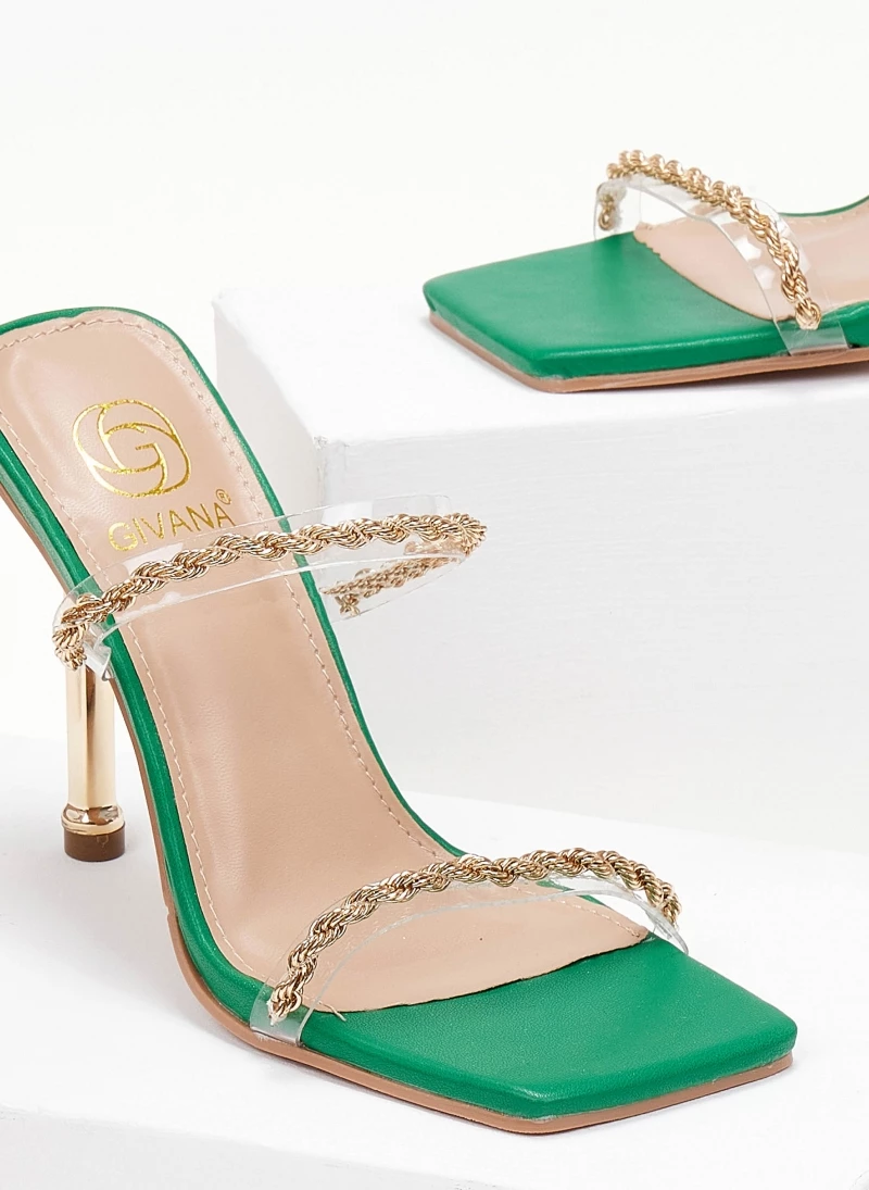 The Fashion Project Πέδιλα διαφάνεια με στριφτή αλυσίδα - Πράσινο - Image 5