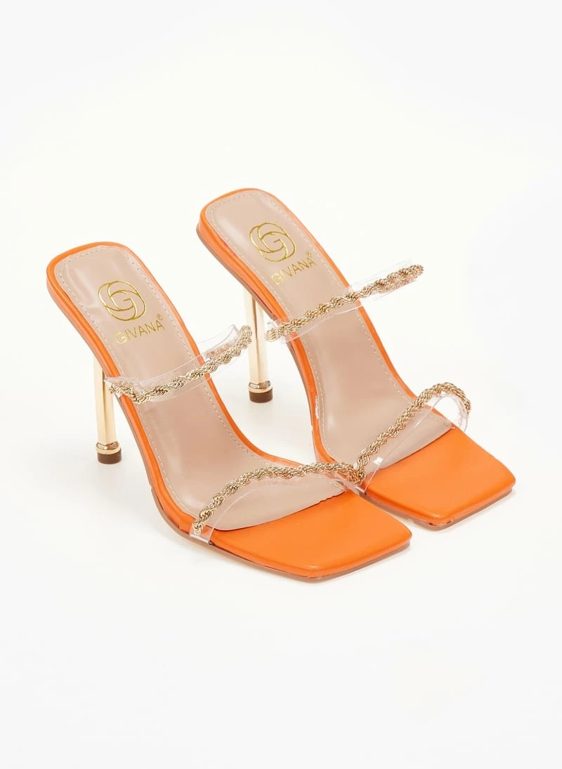 The Fashion Project Πέδιλα διαφάνεια με στριφτή αλυσίδα - Πορτοκαλί - Image 7