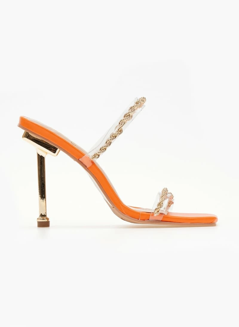 The Fashion Project Πέδιλα διαφάνεια με στριφτή αλυσίδα - Πορτοκαλί - Image 6