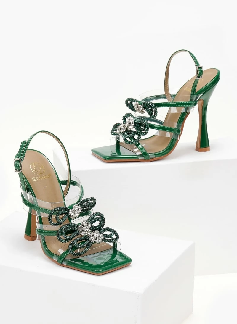 The Fashion Project Πέδιλα διαφανείς με Strass φιόγκους - Πράσινο - Image 5
