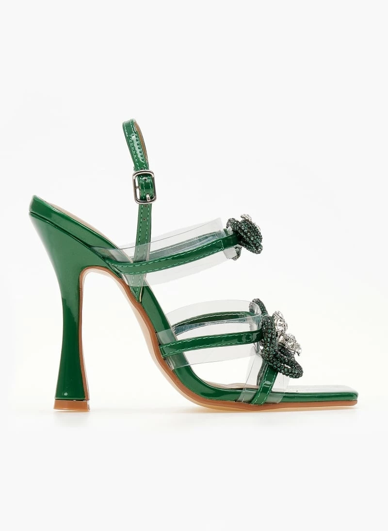 The Fashion Project Πέδιλα διαφανείς με Strass φιόγκους - Πράσινο - Image 2