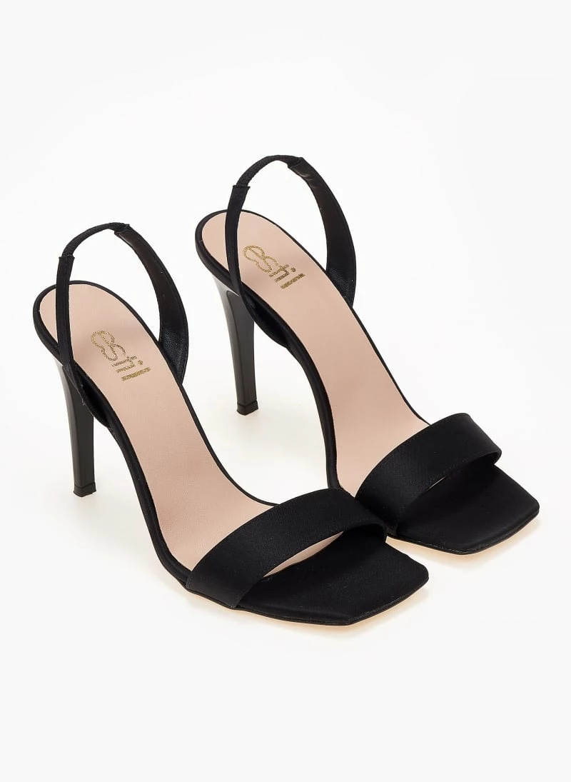 Πέδιλα Estil σατέν με λεπτή φάσα - Μαύρο - Image 6