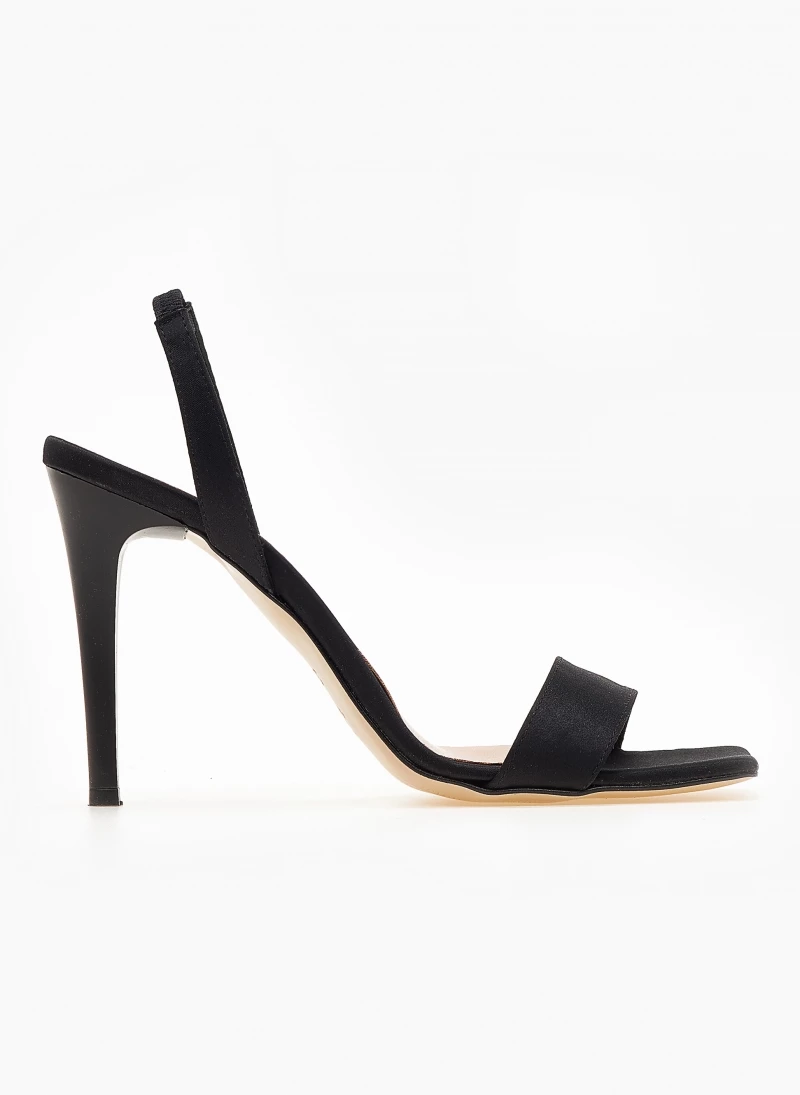 Πέδιλα Estil σατέν με λεπτή φάσα - Μαύρο - Image 2