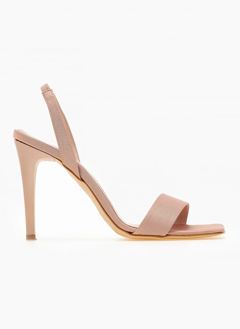 Πέδιλα Estil σατέν με λεπτή φάσα - Nude