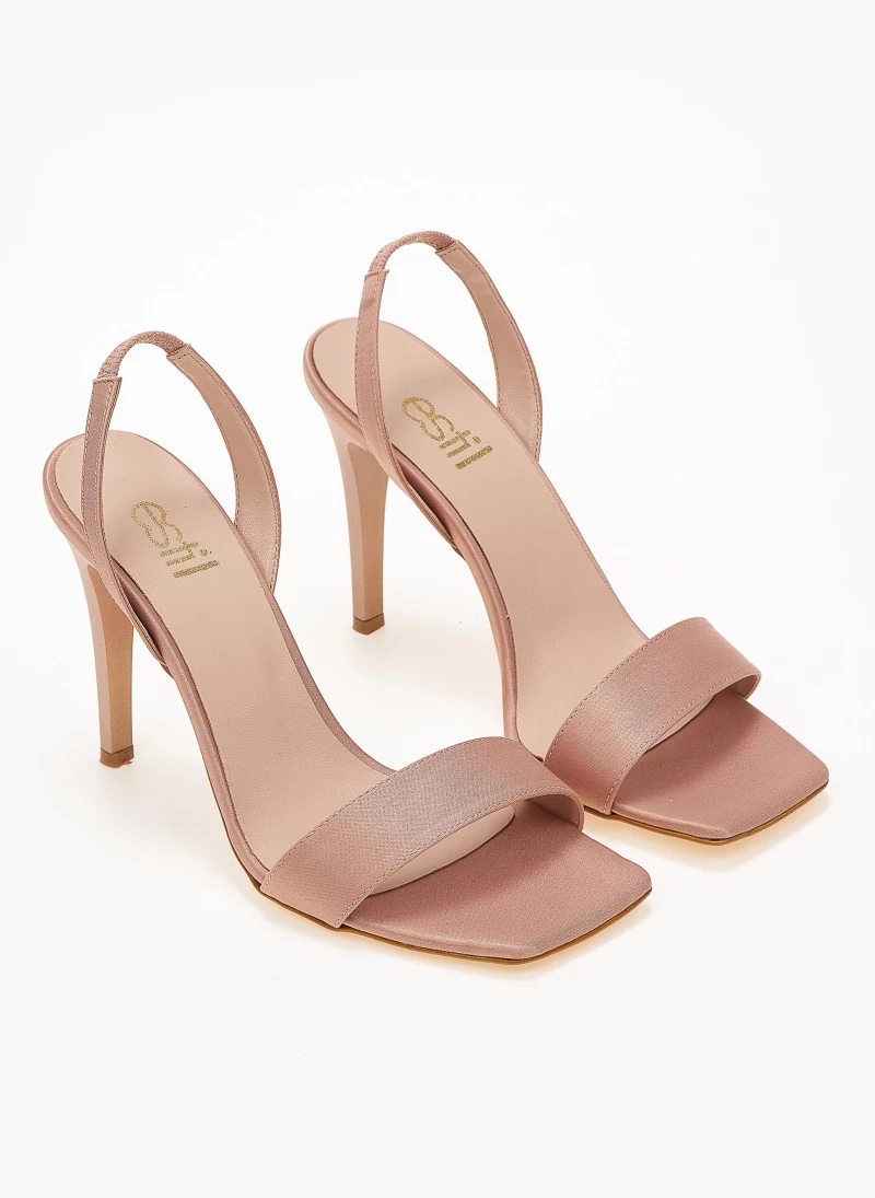 Πέδιλα Estil σατέν με λεπτή φάσα - Nude - Image 4