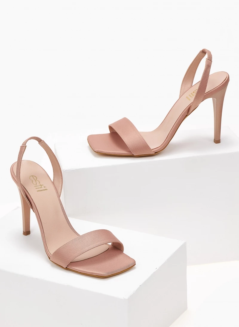Πέδιλα Estil σατέν με λεπτή φάσα - Nude - Image 3