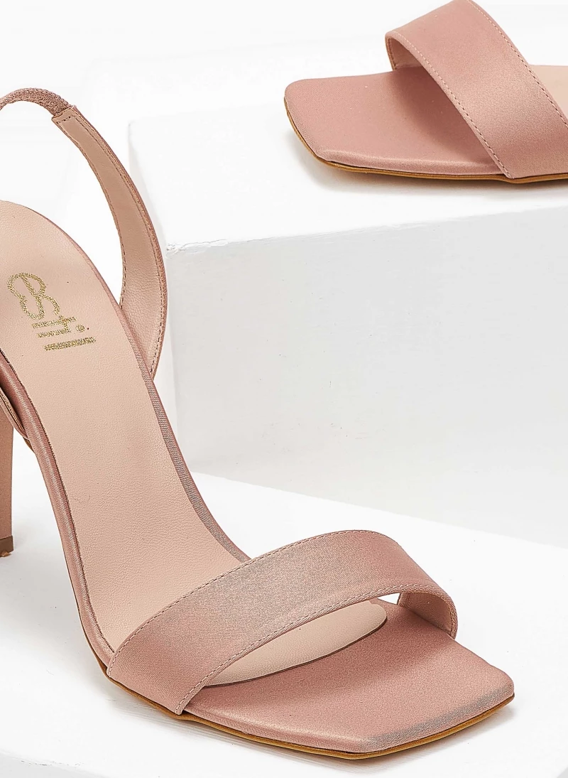 Πέδιλα Estil σατέν με λεπτή φάσα - Nude - Image 2