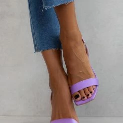 Πέδιλα Estil σατέν με λεπτή φάσα - Λιλά