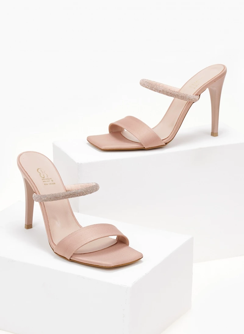 Πέδιλα σατέν με Strass Estil - Nude - Image 6