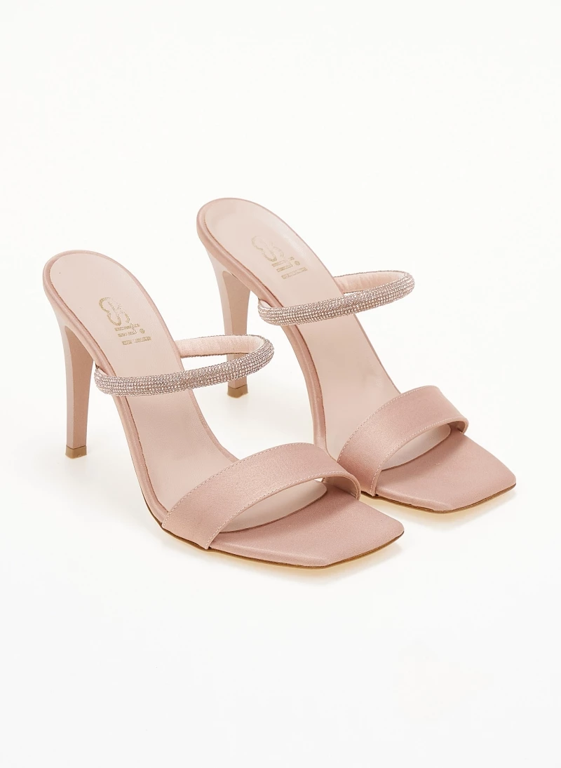 Πέδιλα σατέν με Strass Estil - Nude - Image 5