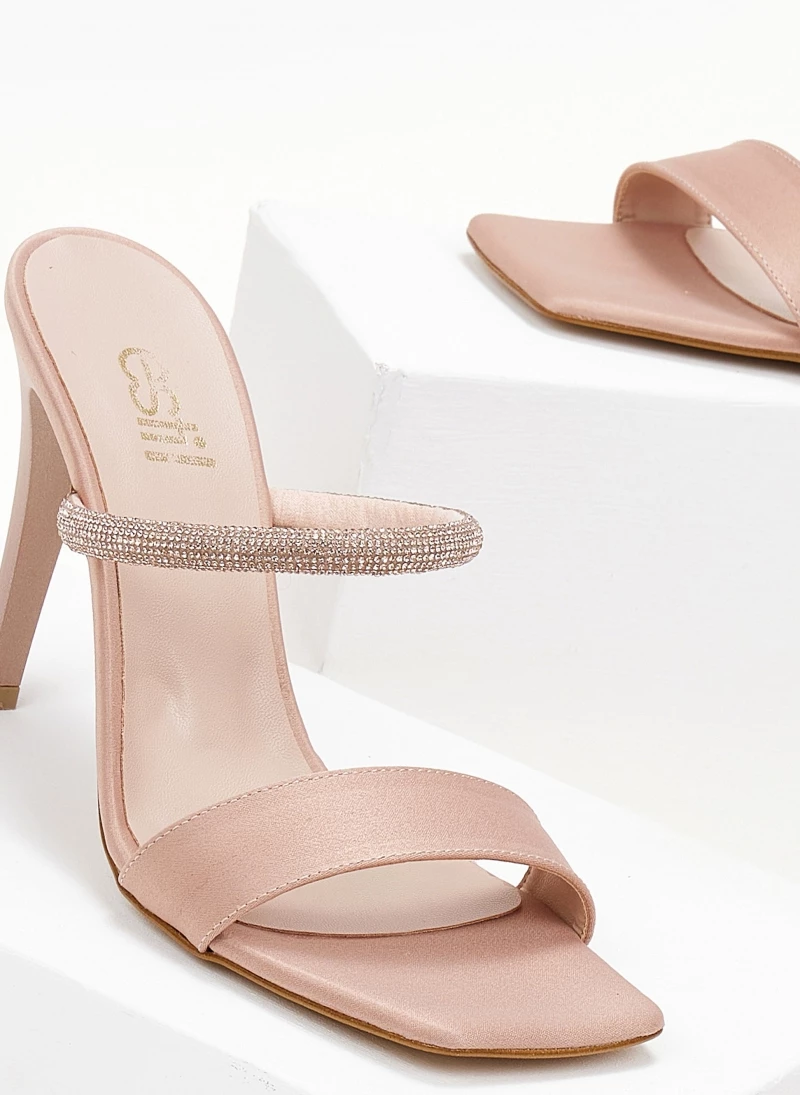 Πέδιλα σατέν με Strass Estil - Nude - Image 3