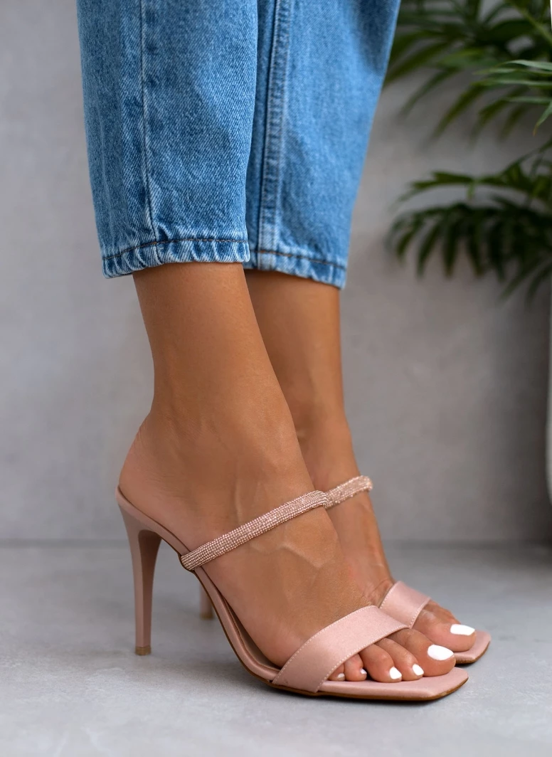 Πέδιλα σατέν με Strass Estil - Nude - Image 4